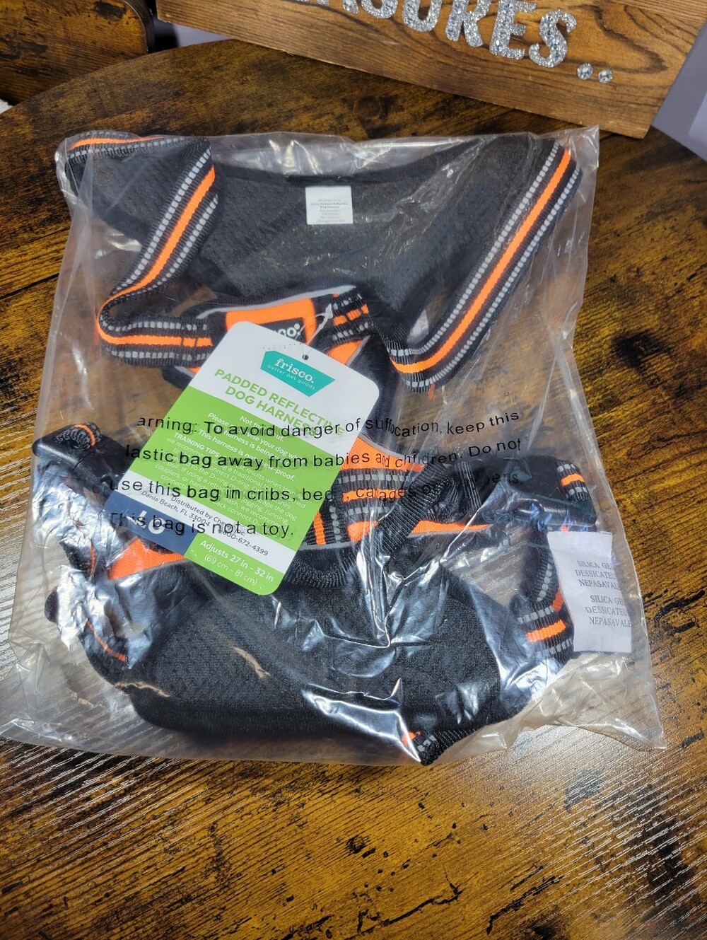 Frisco size large orange and Black Reflective Dog Harness
